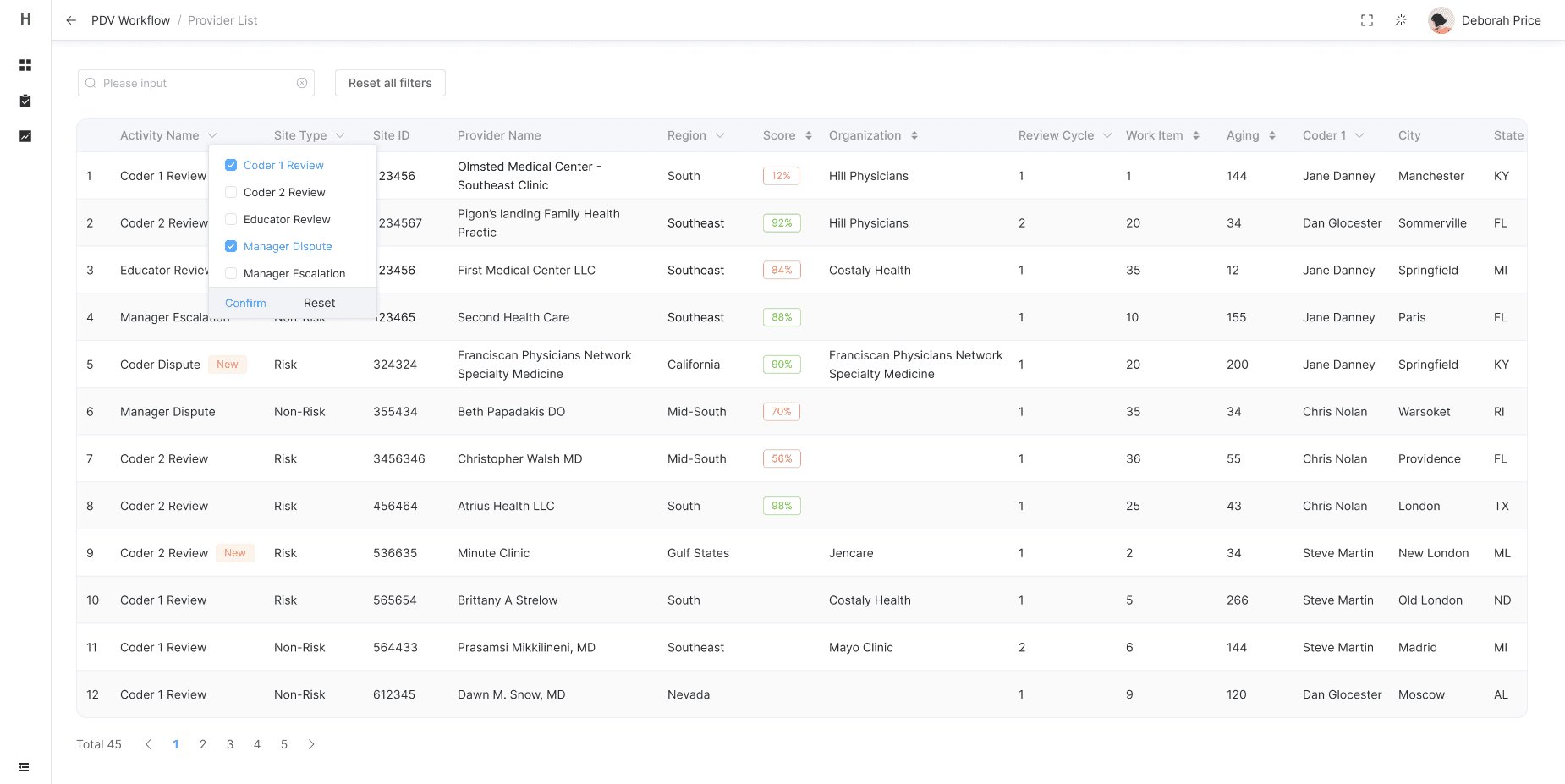 After: Provider list