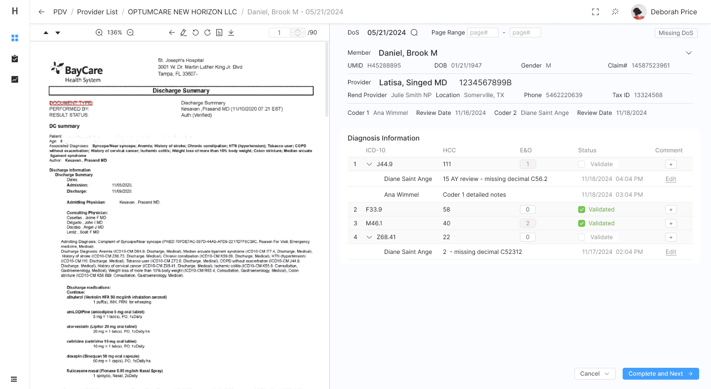 Design iteration: Medical records review